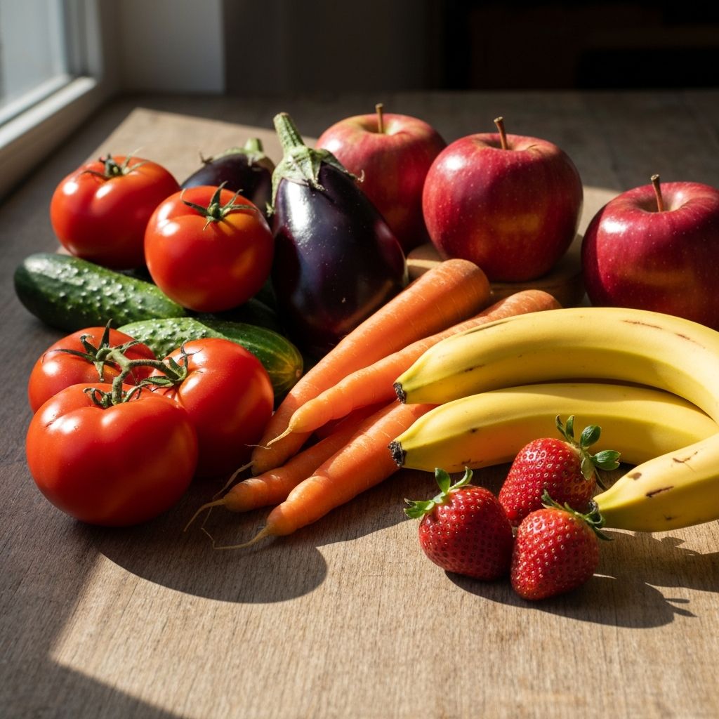 Berbagai sayuran dan buah-buahan segar
