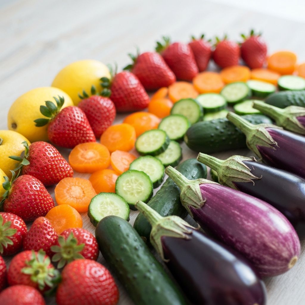 Berbagai buah dan sayur berwarna-warni